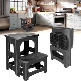 Folding 2 Step Stool for Kids Adults,Collapsible Rv Step Stool Holds 300LB,Anti-Slip Stool Portable Footstool Multifunctional for RV Home Kitchen Bedroom Office Bathroom