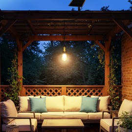 FabStyl Solar Pendant Light Indoor Outdoor, 1000LM Solar Shed Light IP65 Waterproof Metal Powered Hanging Chandelier, Gazebo Lights with Remote for Barn Gazebo Yard Garage Patio