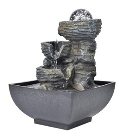 Indoor Fountain, Elegant Resin Desktop Fountain Decoration, Home Landscape Ornament with Light Ball, Quiet Submersible Pump, Home Ornament, Landscape Crystal Ball, 19 x 13 x 13 cm (Eu 220)