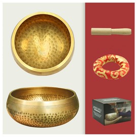 Loopunk Tibetan Singing bowl set, Chakras Healing Bowl with Mallet and Silk Cushion,Handmade Singing bowl For Yoga, Mindfulness, Healing, Meditation (3.15 inches Diameter)