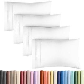Queen Pillow Cases Set of 4 - Ultra Soft Hotel Quality Pillowcase Covers - Comfy, Cozy & Wrinkle Free - Shrinkage, Stain and Fade Resistant - Machine Washable Pillow Protectors - 4 Piece Set - White