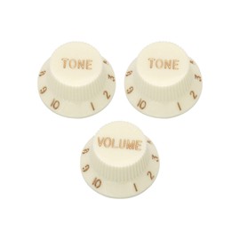Metallor Speed Control Knobs 1 Volume 2 Tone Fits Metric Pots Knobs Compatible with Fender Strat Stratocaster Style Electric Guitar. (Cream)