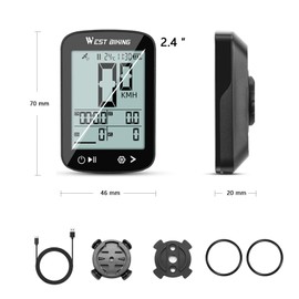 Yongness 2.4" Bike Computer Wireless Odometer Multifunction IPX7 Waterproof GPS Speedometer Suitable for Mountain Bikes Road Bike Road Bike