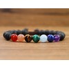 AmorWing 7 Chakra Bracelet Stone Beaded Bracelet, Lava Bracelet Crystal