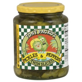 Tony Packo's Thin Sliced Pickles & Peppers, Kosher, 24 Ounce (Pack of 12)