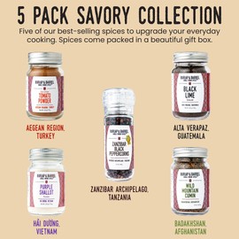 Burlap & Barrel BBQ Rub & Seasoning Gift Set – 5 Jars of Single-Origin Spices Including Zanzibar Black Peppercorns – Meat & Grill Seasoning - As seen on Shark Tank