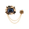 Knighthood Designer Brooch with Black Stone, Abstract Cut Stones &
