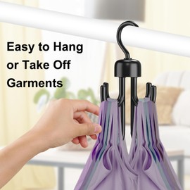 1Pcs Tank Top Hanger, Rotatable Bra Hangers for Closet Organizer, Max 24 Storage Capacity Belt Hanger, Plastic Space Saving Closet Organizers Apartment Dorm Essentials for Bra Tank Top Belt Tie, Black