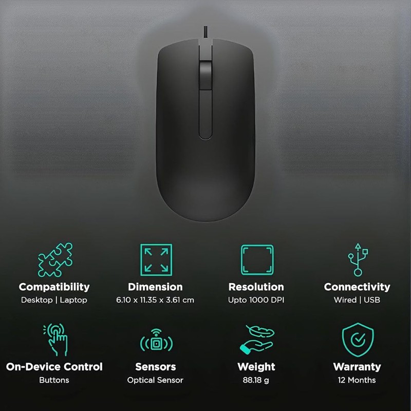 Usb Wired Mouse, Ultra-Slim USB Wire Mouse, 1600 DPI 2.4