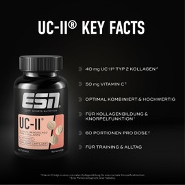 ESN Collagen Type II, 60 Tablets for 2 Months Supply, with UC-II Collagen and Vitamin C - Made in Germany