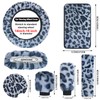 10Pcs Fluffy Leopard Print Car Accessories Set – Featuring Plush