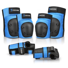Forzueby Adult/Kids Knee Pads Elbow Pads Wrist Guards 6 in 1 Protective Gear Set for Inline Roller Skating Skateboarding Scooter BMX etc.