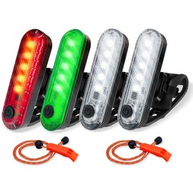 Amzonly 4Pack LED Navigation Lights Kit for Boat Kayak, Stern Light Battery 0perated, Easy Clip on for Night Kayaking, Boating, Canoeing, Paddle Board, Jet Ski, Dinghy, 2Pcs Safety Whistles