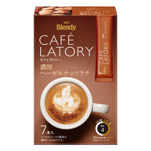 AGF Blendy Cafe Ratory Sticks, Thick Hazelnut Latte, 7 Bottles x 6 Boxes, 0.4 oz (10.5 g) (42)