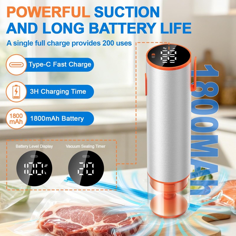 KOSGHO Handheld Vacuum Sealer for Food, 4-IN-1 Compact Food Vacuum