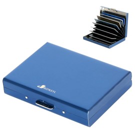 BONSYL® Metal Money Clips, Credit Card Holder Wallet with RFID Blocking, Cash and Credit Card Wallets, Slim Stainless Steel Wallet with Money Clip for Men and Women, ③ 10 cards/blue, Modern