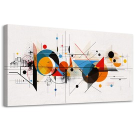 KELIYUAN Framed Wall Art For Living Room Canvas Wall Decor For Bedroom Room Modern Home Decorations Abstract Geometric Color Line Painting Wall Pictures Artwork Bathroom Ready to Hang Mural 20"x40"