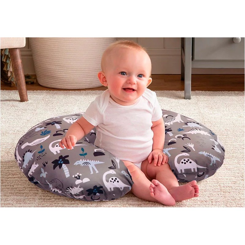 Boppy Cojin de lactancia Boppy Pillow color Gris Dinosaurios