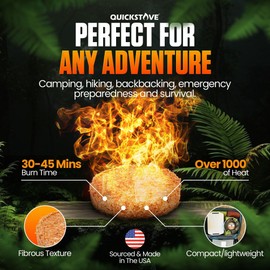 QuickStove Fire Starters (10 Pack) – Waterproof Emergency Fuel Disks for Camping Essentials, Wood Stove, Fireplace, Fire Pit, Survival Kit, Campfire & Outdoor Accessories