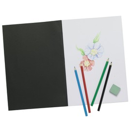 5 x A4 Artist Sketch Books White Cartridge Paper Black Card Cover Art Pads