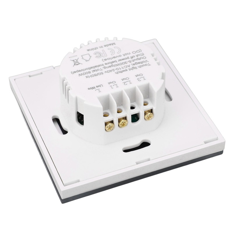 2 Gang Wall Switch with Indicator Tempered Glass Panel Touch