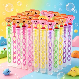 24 Packs Bulk Mini Winner Trophy Bubble Wands for Kids Birthday Party Favors, Classroom Competition Carnival Prizes, Summer Outdoor Playing Blowing Bubbles Gifts