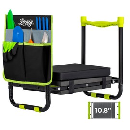 LOENIY 10.8” Wide Garden Kneeler and Seat, Heavy Duty Foldable Gardening Stool with Tool Belt Pouch, Included Thickened Kneeling Pad, Portable Gardening Bench Chair for Seniors & Parents