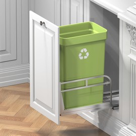 Rocfinity Pull Out Trash Can Under Cabinet Shelf, Under Cabinet Trash Cans Pull Out Kit with Soft-Close Slides,Door Mounting Under Sink Trash Can Slider for Kitchen,Fits Up to 40 Qt(Can Not Included)