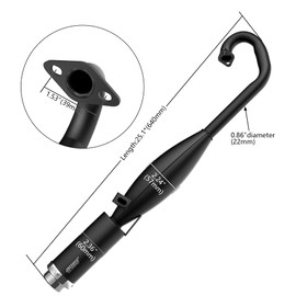 2-Stroke Muffler Exhaust Pipe with Expansion Chamber - Angled Design with Pipe Gasket - Compatible with 47/49cc CAG Daytona Pocket Bikes, Kids Mini Dirt Bike - Easy to Install