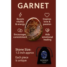 Garnet Worry Stone – Natural Polished Thumb Palm Stone for Energy, Passion & Grounding – Pocket Crystal for Focus & Inner Strength