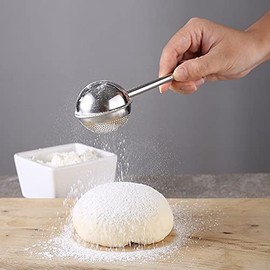 Powdered Sugar Flour, Powdered Sugar Shaker Duster Flour Dispenser Shaker with Spring-operated Handle Stainless Steel One-handed Operation Shaker Duster for Sugar Flour、 Spices And Make Tea