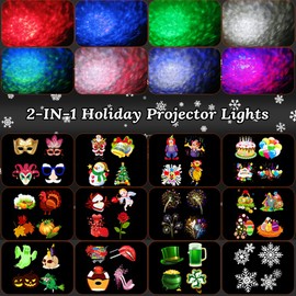 TeqHome Christmas Snowflake Projector Lights, Christmas Decorations Lighting Projector with Santa Claus Patterns, IP65 Waterproof Holiday Projector Decorative for Indoor/Outdoor Xmas Holiday Garden