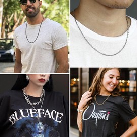 Mens Gold Necklace Chain 22inch Golden Rolo Chain Simple Gold Necklaces