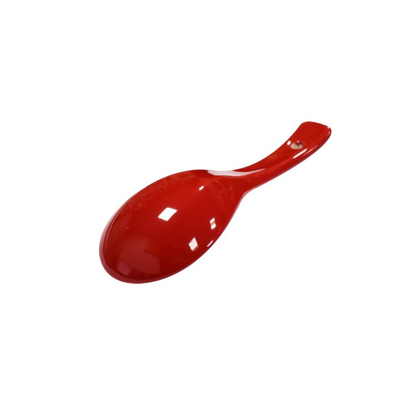 Xmomx 6 pcs Red Soup Spoon Round-Bottom Asia Porcelain Ceramic