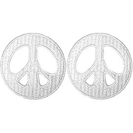 Ranger Return Set 2 of Small Cute Mini Peace Sign Rainbow Tiny Sew Iron on Embroidered Patches - White (Peace-O-WH-MINI2)