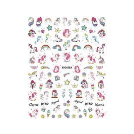 Generic Unicorn Nail Sticker Love Heart Rainbow Stars Ice Cream Crown Butterfly Xh245Sa Nail Wraps Art Stickers Manicure Supplies for Women for Home Nails Full Long Lasting Easy Apply and Remove
