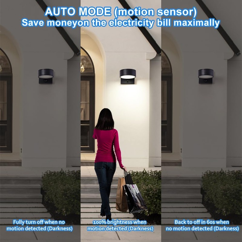 Motion Sensor Outdoor Lights, Aluminum Outdoor Wall Sconce, LED Porch