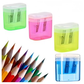 Manual Pencil Sharpeners, Pencil Sharpeners, Wanfoou 12 Pcs Colorful Compact Dual Holes Pencil Sharpeners, Portable Manual Pencil Sharpener for Travel School Office