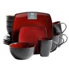 Gibson Soho Lounge Square Reactive Glaze Dinnerware Set, Red, Service