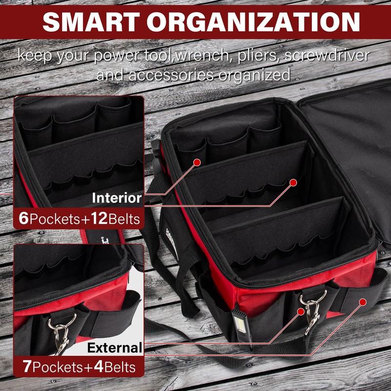 HAUTMEC 16-Inch Tool Bag, Heavy-Duty 1680D Tool Box with Padded