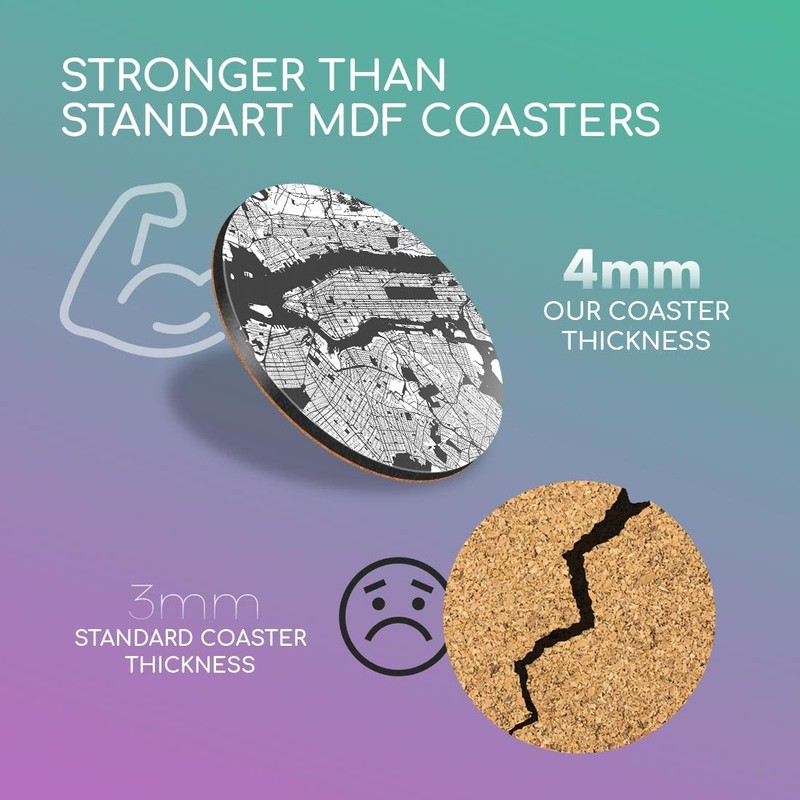 1 x Round Coaster - Abstract Manhattan Urban Street Map
