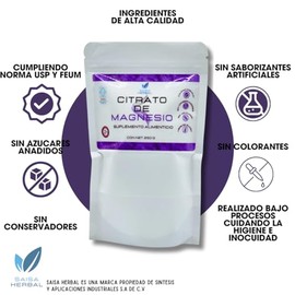 Citrato De Magnesio 250 G. Y Citrato De Potasio 250 G. 100% Puro SAISA HERBAL