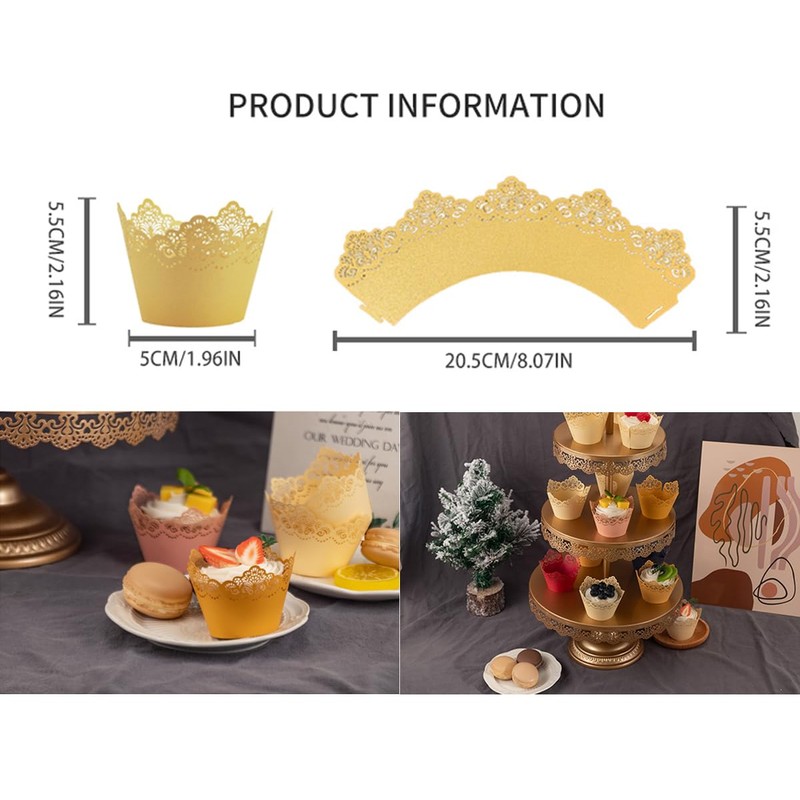 KOSTOO Cupcake Cases Hollow Out Crown Baking Paper Lace Laser
