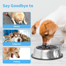 Slow Feeder Dog Bowls Insert, Bestalk Soft Silicone Slow Eating Dog Bowl Insert with Suction Cups for Small, Medium and Large Dogs(Grey S)