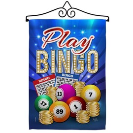 Breeze Decor Play Bingo Garden Flag Set Wall Hanger Interests Bunco Night Dice Poker Hobbies Leisure Activity Small Decorative Gift Yard House Banner Made in USA 13 X 18.5