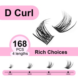 DIWINSH Volume Eyelash Clusters, 168 Pieces, 10-16 mm, Natural Eyelash Extension