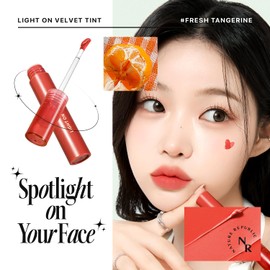 Nature Republic Light on Velvet Tint (03 FRESH TANGERINE) | High Pigment, Weightless Lip Tint with Velvety Matte Finish, Smooth Texture, Non-Sticky Formula