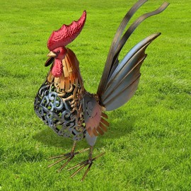 Ailgely Metal Rooster Garden Statues & Sculptures,Rooster Sculpture Decor,Metal Rooster Yard Art,Iron Chicken Statue Lawn Ornament, for Patio, Backyard, Kitchen, Home Decoration