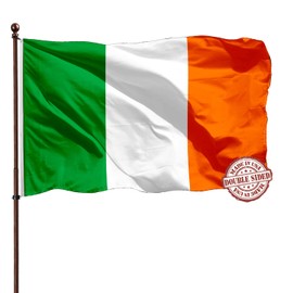 Double Sided Irish Flag 3x5 Outdoor Heavy Duty- 3Ply 240D 4 Rows Stitched- Ireland 3x5 Flag- UV Fade Resistant With Canvas Header & 2 Brass Grommets