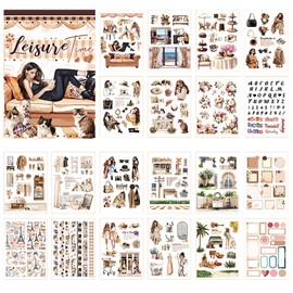 Auguro Scrapbook Sticker 200 Stickers journaling A5 Size People Stickers Pre-Cut Washi Stickers for Journaling Junk Journal Stickers Scrapbooking Supplies